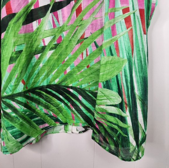 Selection Ulla Popken Tropical Button Down Tunic Blouse Flowy Plus Size 28 30 - Picture 5 of 12